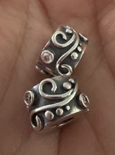 2 Pandora Moments Clear CZ Tendrils Clip Charms Retired Vintage