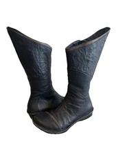 SERGIO TOMANI Black Leather Boots WOMENS 37 Side Zipper