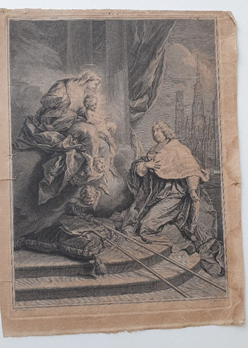 Gravure sur cuivre - , pierre