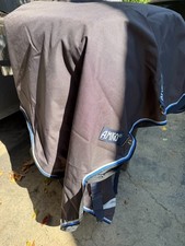Amigo BRAVO 12 Horse Blanket 100g BROWN/BLUE GRAY TRIM 75"