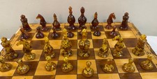 Wooden "Amber" Style Chess Set and Parts