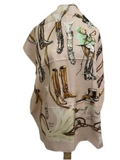 S12# Hermès Apropos  de bottes ( Xavier de Poret) Silk pink 35 inch Has Stain