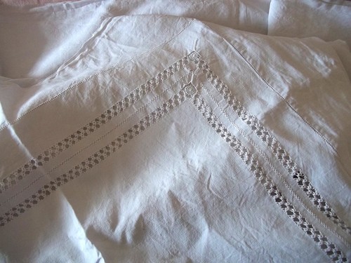 Drap ancien brode - drap, et