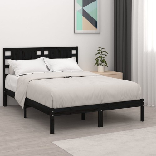 Cadre lit noir bois pin - cadre,