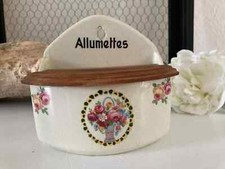 19 ⚜️ Antique Porcelain Matchbox Decor Pink Flowers Vintage