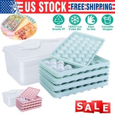 DIY Round Ice Cube Ball Maker PP Tray Silicone Sphere Mold Bar Whiskey Cocktails