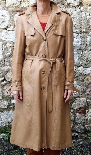 Long manteau vintage cuir - long,