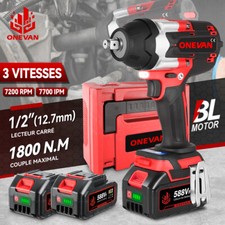 1/2" Boulonneuse à choc sans fil Visseuse Clé à choc Percussion Outils de Garage