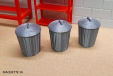 1/18 lot 3 poubelles grises