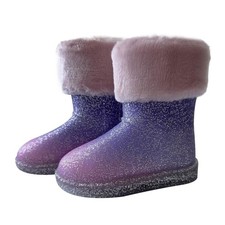 Enfants Filles Chaud Pluie Bottes Pente Fausse Fourrure Doublé Imperméable Hiver