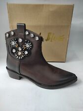 Botte En Cuir Femme Marron Avec Pierres Taille EU 36 CRB002L