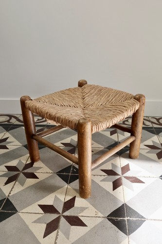 Tabouret bas vintage bois - tabouret,