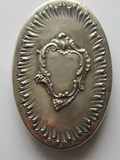 Ancien grand miroir de poche argent massif tampon minerve