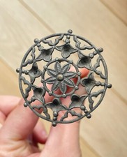 Large Flower Decorated Hat Pin - 4.5cm Art Nouveau 1900