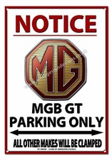 MG Mgb Gt , A Noter Parking Only Métal Plaque.vintage Voitures Abingdon