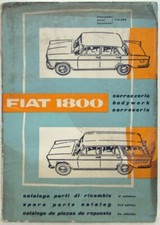 1961 Fiat 1800 Bodywork Spare Parts Catalog 3rd Edition