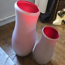 Magnifique Paire De Lampes Verre Ikea Vintage  90 Nommées MYLONIT Mauve Et Rouge