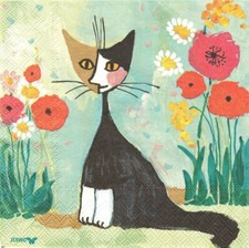 Lot de 2 Serviettes papier Chat Jardin Rosina Wachtmeister Decoupage Decopatch