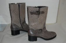 40/US9❤️Pons Quintana Gray Leather Buckle Mid Calf Biker Riding Moto BOOTS Spain