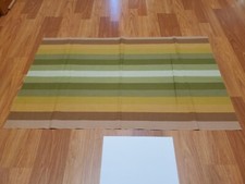 RARE Vintage Mid Century Verner Panton bold grn brn natural stripe sample fabric