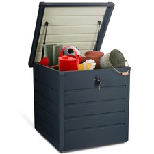 Coffre de rangement métal verrouillable gris anthracite pour jardin 200L 68x62,5
