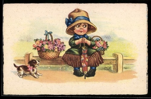Petite dame avec paniers - , de