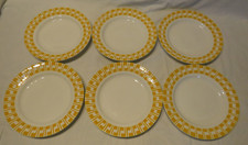 6 SARREGUEMINES MODEL DOMI GEOMETRIC DECOR YELLOW FLAT PLATES VF.
