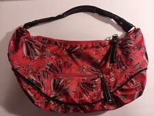 Elle Womens Handbag Hobo Tote Soft Lightweight Red w Black Markings Med/Large 