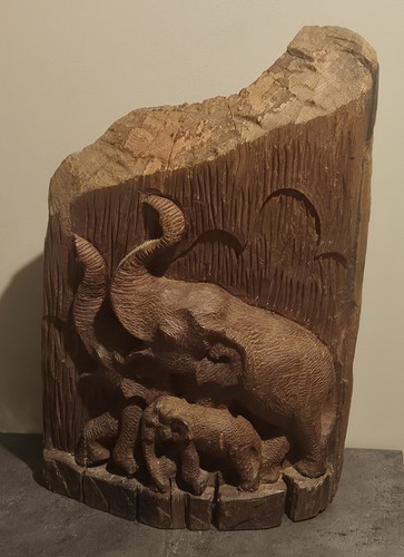 Bas relief teck massif - en,