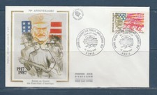 enveloppe 1er jour entrée en guerre des forces Américaines  75 Paris   1987