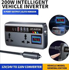 Onduleur de Voiture Portable 12V 24V 220V Adaptateur de Sortie avec 4 Ports USB