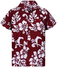 Funky Chemise Hawaïenne Hibiscus Rouge Marron b marchandises