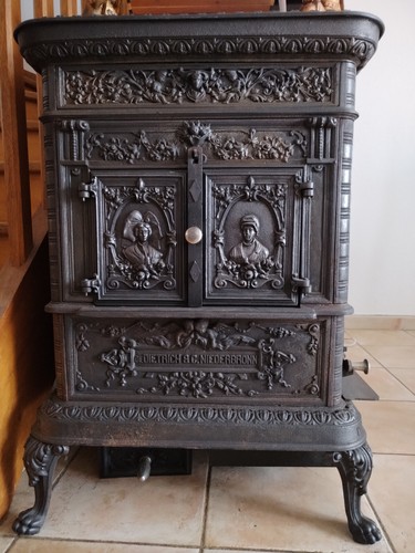 Poêl bois fonte ancien - poêl,