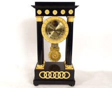 Empire Column Regulator Clock Blackened Wood Gilded Bronze Seconds 19th Century