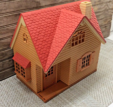 Sylvanian Families Cozy Cottage Log House 2-Story Red Roof 11 pc Epoch Vtg RARE!