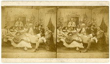 Stereo, Scene D&#039;A Candlelight Dinner Vintage Stereo Card - Album Print