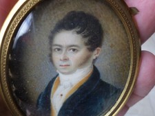 French School XIX-Miniature Painting-Portrait Men-Era Empire-Frame