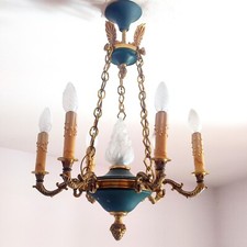 MAGNIFIQUE LUSTRE DE STYLE EMPIRE/NAPOLÉON 1er BRONZE VÉRITABLE LUCIEN GAU PARIS