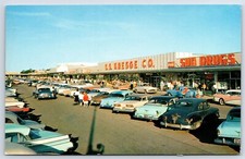 Postcard PA Monroeville Shopping Center Strip Mall c1950s Autos Stores AR12
