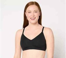 Cuddl Duds Intimates Cotton Core Bonded Lounge Bra Jet Black,Medium A655478