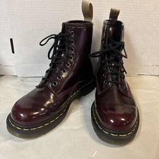 NEW Doc Martens US 7 M Cherry Red Oxford Rub Off Vegan Combat Boots 23756