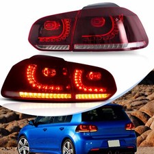 VLAND LED RED Tail Lights For VW Golf VI MK6 /GTI / R 2010-2014 Rear Brake Lamps