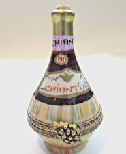 PEINT MAIN LIMOGES TRINKET - OLD FASHIONED CHIANTI WINE BOTTLE