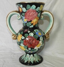 Large VALLAURIS VASE (signed) Monaco style floral decor - 25 cm - kitch!