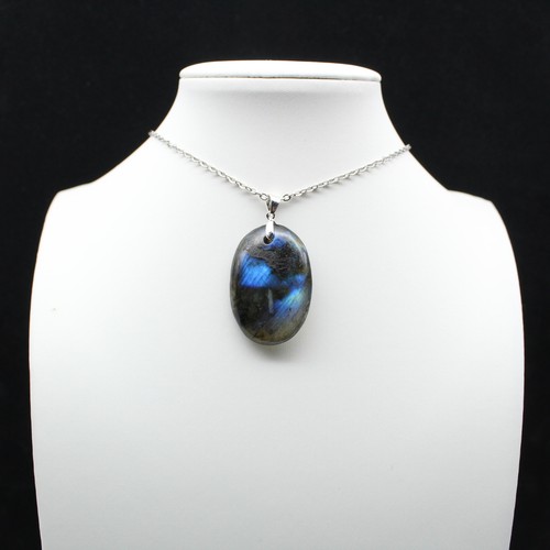 Pendentif ovale labradorite - ovale, en