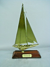 🇫🇷 MAQUETTE VOILIER LAITON TROPHÉE BATEAU AMERICA'S CUP JCLASS SLOOP 1930