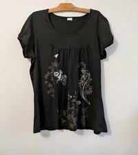 T-Shirt noir et argent coton
