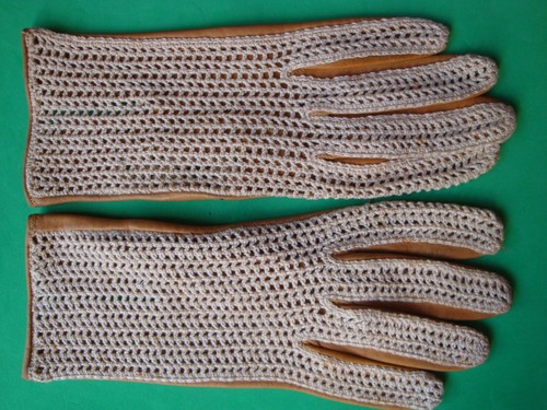 Gants cuir filet écru femme