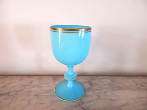 Ancien verre opaline bleu - ancien, en