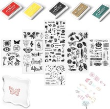 Tampon Scrapbooking Set, 5 Tampons Encreur de Couleur Avec 6 Tampons en